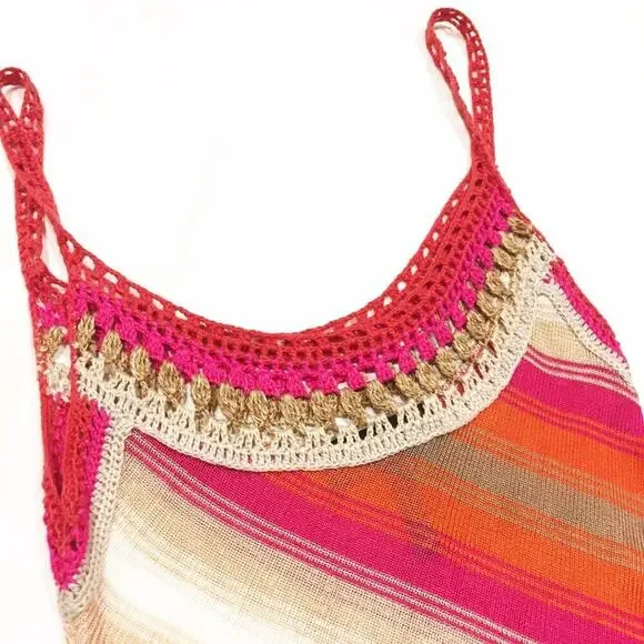 Pink Crochet Knit Tank Top sz S - Picture 7 of 8